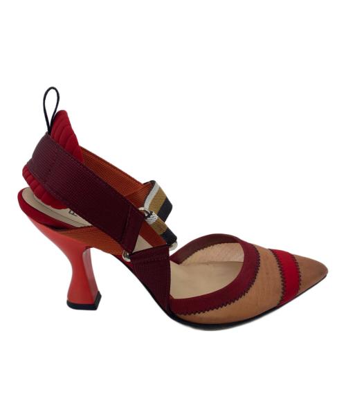 FENDI（フェンディ）FENDI (フェンディ) メッシュスリングバックシューズ レッド サイズ:35の古着・服飾アイテム