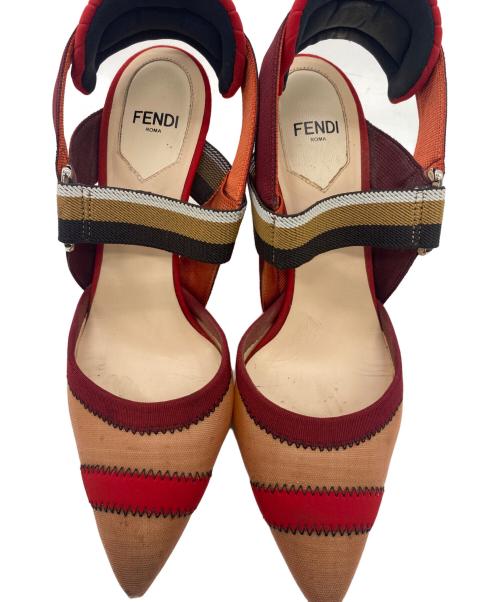 FENDI（フェンディ）FENDI (フェンディ) メッシュスリングバックシューズ レッド サイズ:35の古着・服飾アイテム
