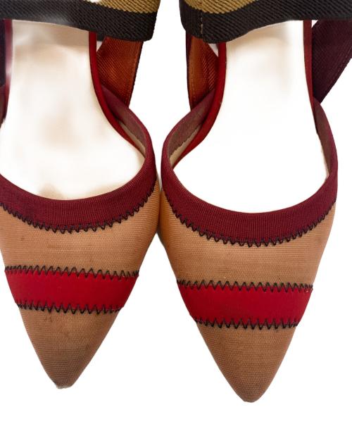 FENDI（フェンディ）FENDI (フェンディ) メッシュスリングバックシューズ レッド サイズ:35の古着・服飾アイテム