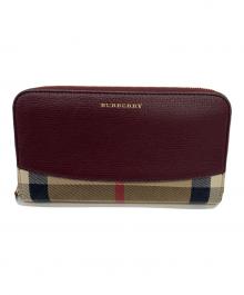 BURBERRY（バーバリー）の古着「ラウンドファスナー長財布」｜ボルドー×ベージュ