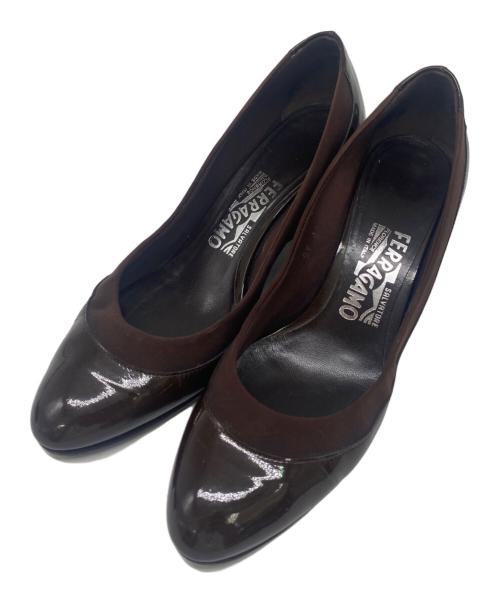 Salvatore Ferragamo（サルヴァトーレ フェラガモ）Salvatore Ferragamo (サルヴァトーレ フェラガモ) ウェッジヒールパンプス ブラウン サイズ:24cmの古着・服飾アイテム