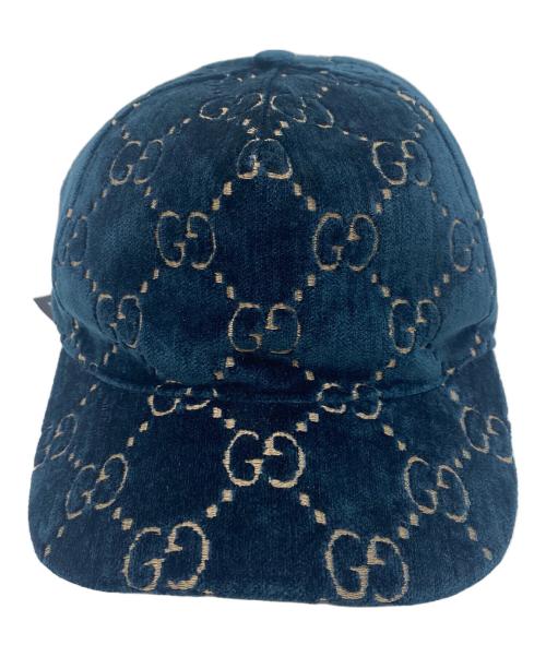 GUCCI（グッチ）GUCCI (グッチ) ベロアキャップ ネイビー サイズ:Ｍ（57㎝）の古着・服飾アイテム