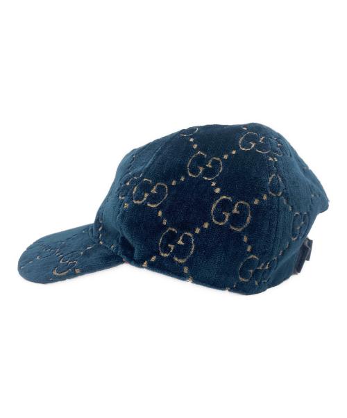 GUCCI（グッチ）GUCCI (グッチ) ベロアキャップ ネイビー サイズ:Ｍ（57㎝）の古着・服飾アイテム