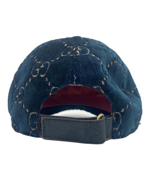GUCCI（グッチ）GUCCI (グッチ) ベロアキャップ ネイビー サイズ:Ｍ（57㎝）の古着・服飾アイテム