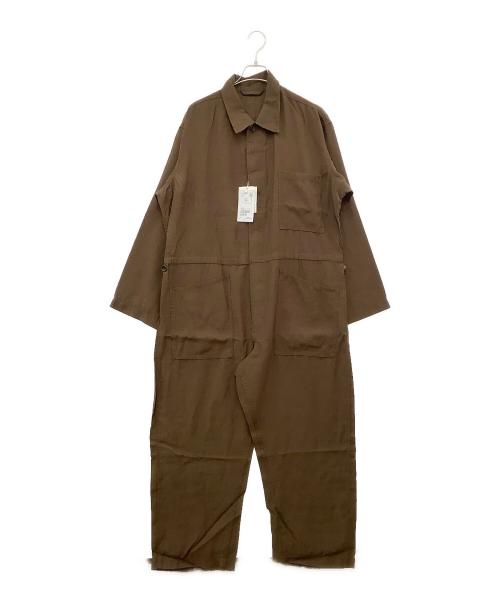 Adam et Rope（アダム エ ロペ）Adam et Rope (アダム エ ロペ) リネンミックスオールインワン ブラウン サイズ:Ｌ 未使用品の古着・服飾アイテム