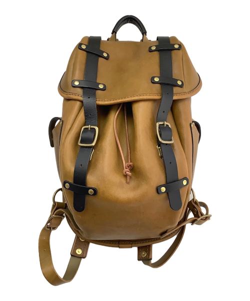 Herz（ヘルツ）Herz (ヘルツ) 半かぶせの二本ベルトリュック キャメル×ブラックの古着・服飾アイテム