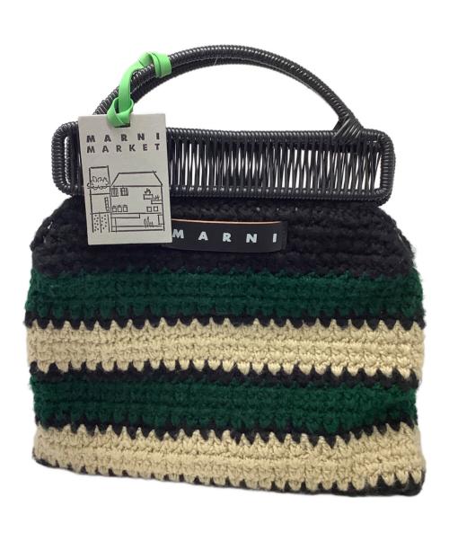 MARNI（マルニ）MARNI (マルニ) クロシェウールフレームバッグ ブラック×グリーン×ベージュ サイズ:表記無しの古着・服飾アイテム