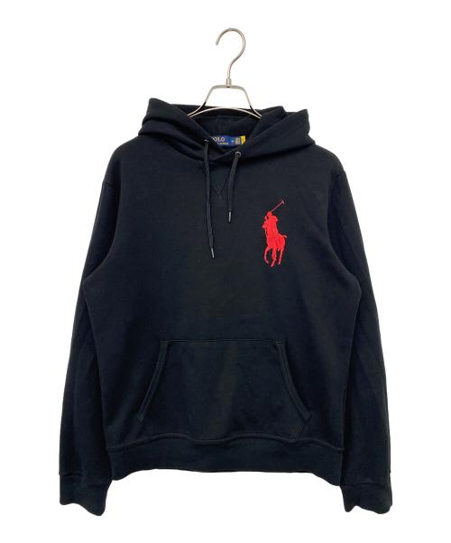 POLO RALPH LAUREN（ポロ・ラルフローレン）POLO RALPH LAUREN (ポロ・ラルフローレン) ロゴ刺繍プルオーバーパーカー ブラック サイズ:Ｍの古着・服飾アイテム