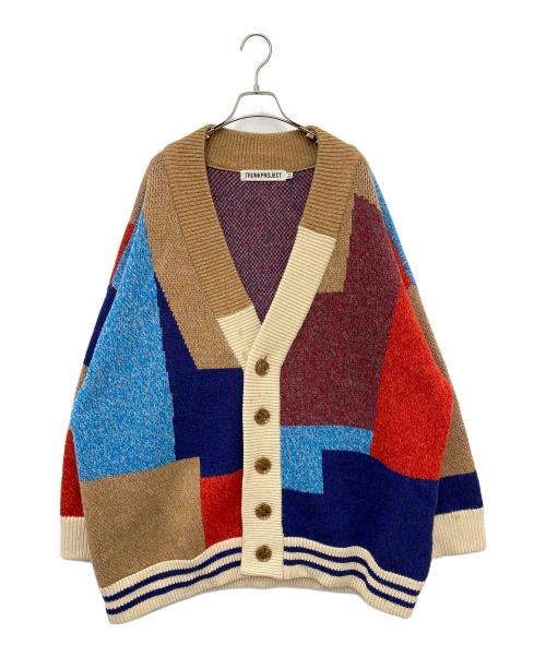 TRUNKPROJECT（トランクプロジェクト）TRUNKPROJECT (トランクプロジェクト) 厚手カーディガン ブラウン×ブルー×レッド サイズ:FREEの古着・服飾アイテム