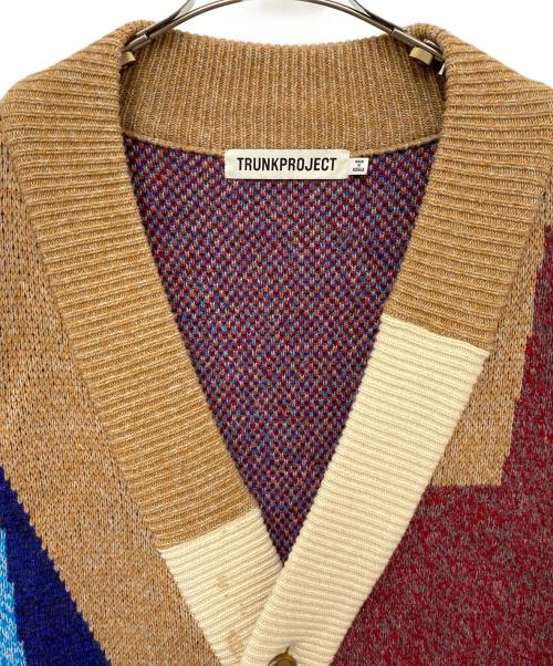TRUNKPROJECT（トランクプロジェクト）TRUNKPROJECT (トランクプロジェクト) 厚手カーディガン ブラウン×ブルー×レッド サイズ:FREEの古着・服飾アイテム