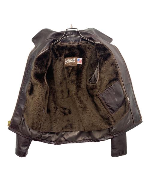 Schott（ショット）Schott (ショット) レザージャケット ブラウン サイズ:34の古着・服飾アイテム