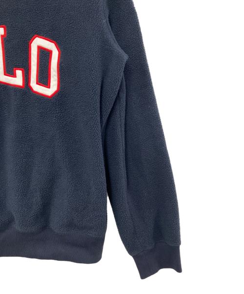 POLO RALPH LAUREN（ポロ・ラルフローレン）POLO RALPH LAUREN (ポロ・ラルフローレン) フリースロゴハーフジップスウェット ネイビー×グレー サイズ:Ｍの古着・服飾アイテム