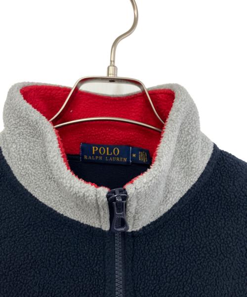 POLO RALPH LAUREN（ポロ・ラルフローレン）POLO RALPH LAUREN (ポロ・ラルフローレン) フリースロゴハーフジップスウェット ネイビー×グレー サイズ:Ｍの古着・服飾アイテム