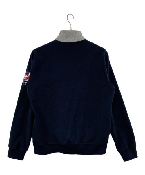 POLO RALPH LAUREN（ポロ・ラルフローレン）POLO RALPH LAUREN (ポロ・ラルフローレン) フリースロゴハーフジップスウェット ネイビー×グレー サイズ:Ｍの古着・服飾アイテム