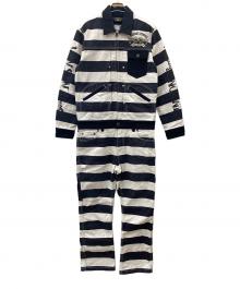 VANSON（バンソン）の古着「つなぎ」｜ブラック×アイボリー