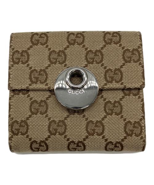 GUCCI（グッチ）GUCCI (グッチ) 3つ折り財布 ベージュ×ブラウンの古着・服飾アイテム