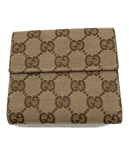 GUCCI（グッチ）GUCCI (グッチ) 3つ折り財布 ベージュ×ブラウンの古着・服飾アイテム