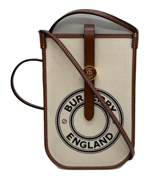 BURBERRY LONDON ENGLAND（バーバリー ロンドン イングランド）BURBERRY LONDON ENGLAND (バーバリー ロンドン イングランド) TBロゴスマホショルダーバッグ ブラウン×ベージュの古着・服飾アイテム