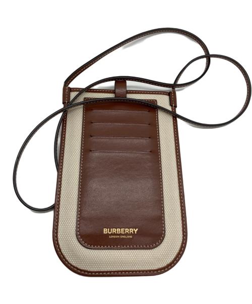BURBERRY LONDON ENGLAND（バーバリー ロンドン イングランド）BURBERRY LONDON ENGLAND (バーバリー ロンドン イングランド) TBロゴスマホショルダーバッグ ブラウン×ベージュの古着・服飾アイテム