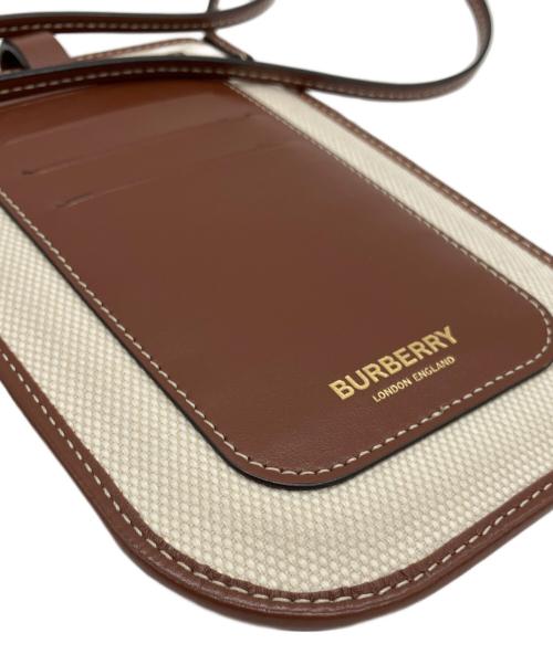 BURBERRY LONDON ENGLAND（バーバリー ロンドン イングランド）BURBERRY LONDON ENGLAND (バーバリー ロンドン イングランド) TBロゴスマホショルダーバッグ ブラウン×ベージュの古着・服飾アイテム