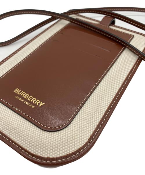 BURBERRY LONDON ENGLAND（バーバリー ロンドン イングランド）BURBERRY LONDON ENGLAND (バーバリー ロンドン イングランド) TBロゴスマホショルダーバッグ ブラウン×ベージュの古着・服飾アイテム