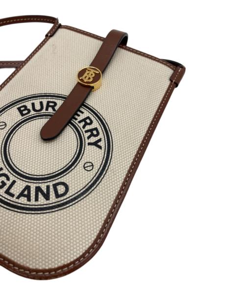 BURBERRY LONDON ENGLAND（バーバリー ロンドン イングランド）BURBERRY LONDON ENGLAND (バーバリー ロンドン イングランド) TBロゴスマホショルダーバッグ ブラウン×ベージュの古着・服飾アイテム