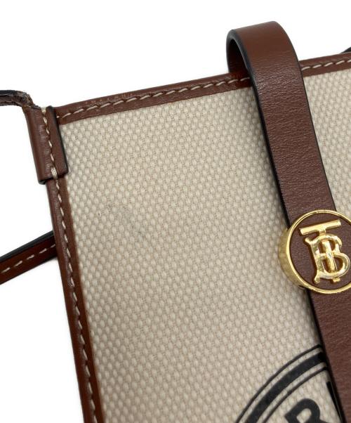 BURBERRY LONDON ENGLAND（バーバリー ロンドン イングランド）BURBERRY LONDON ENGLAND (バーバリー ロンドン イングランド) TBロゴスマホショルダーバッグ ブラウン×ベージュの古着・服飾アイテム
