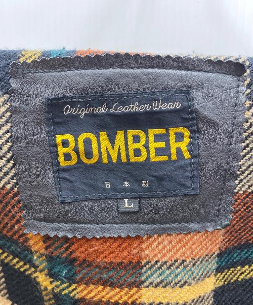 BOMBER（ボンバー）BOMBER (ボンバー) レザージャケット ブラック サイズ:Ｌの古着・服飾アイテム