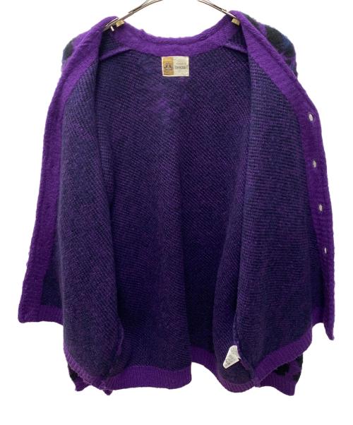 TOWN CRAFT（タウンクラフト）TOWN CRAFT (タウンクラフト) ニットカーディガン パープル×ブラック サイズ:Ｍの古着・服飾アイテム