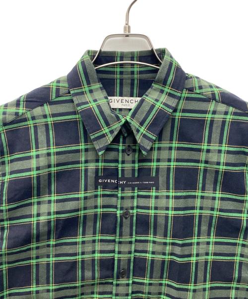GIVENCHY（ジバンシィ）GIVENCHY (ジバンシィ) 長袖シャツ グリーン×ブラック サイズ:39の古着・服飾アイテム