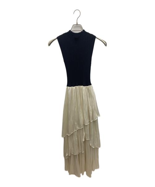 FRAY ID（フレイ アイディー）FRAY ID (フレイ アイディー) ノースリーブワンピース ホワイト×ブラック サイズ:Freeの古着・服飾アイテム
