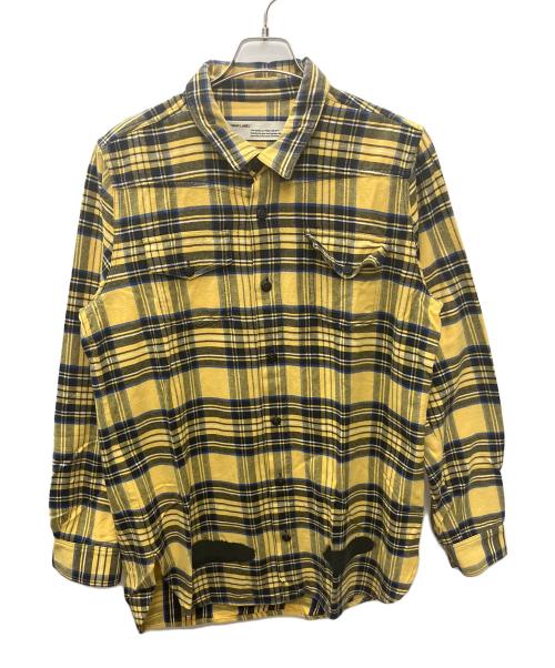 OFFWHITE（オフホワイト）OFFWHITE (オフホワイト) 長袖シャツ イエロー×ネイビー サイズ:Ｍの古着・服飾アイテム