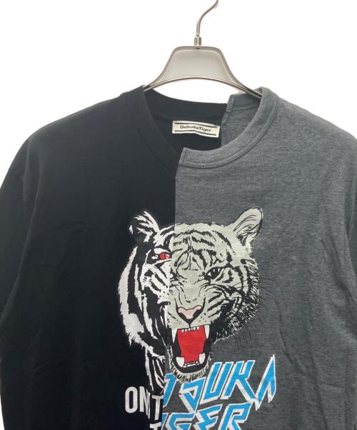 Onitsuka Tiger（オニツカタイガー）Onitsuka Tiger (オニツカタイガー) 半袖カットソー ブラック×グレー サイズ:Mの古着・服飾アイテム