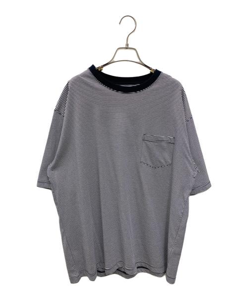 EEL（イール）EEL (イール) 半袖カットソー ネイビー×ホワイト サイズ:Lの古着・服飾アイテム