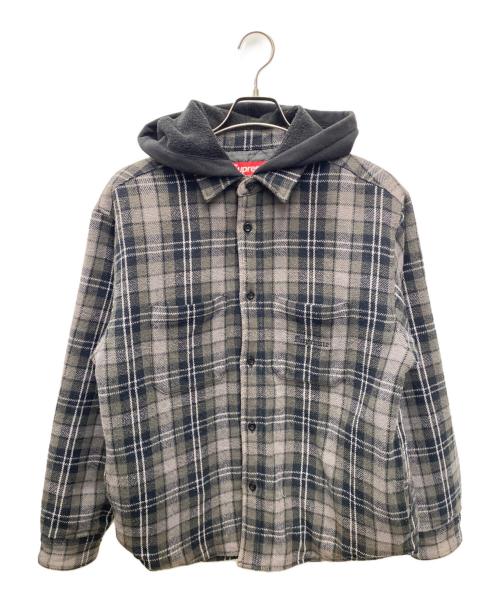 SUPREME（シュプリーム）SUPREME (シュプリーム) Tartan Flannel Hooded Shirt グレー×ブラック サイズ:Ｓの古着・服飾アイテム