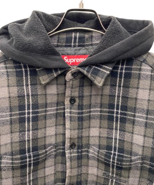 SUPREME（シュプリーム）SUPREME (シュプリーム) Tartan Flannel Hooded Shirt グレー×ブラック サイズ:Ｓの古着・服飾アイテム