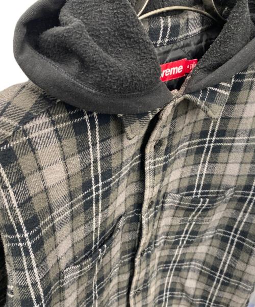 SUPREME（シュプリーム）SUPREME (シュプリーム) Tartan Flannel Hooded Shirt グレー×ブラック サイズ:Ｓの古着・服飾アイテム
