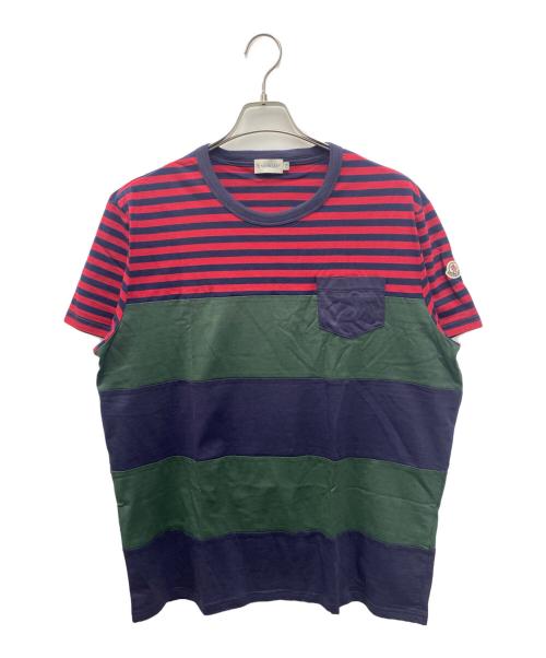 MONCLER（モンクレール）MONCLER (モンクレール) 半袖カットソー レッド×ネイビー×グリーン サイズ:XXLの古着・服飾アイテム