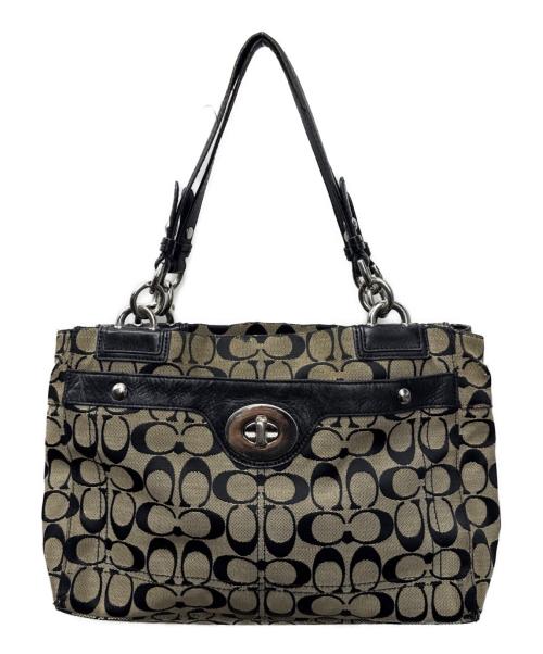 COACH（コーチ）COACH (コーチ) ハンドバッグ ベージュ×ブラックの古着・服飾アイテム