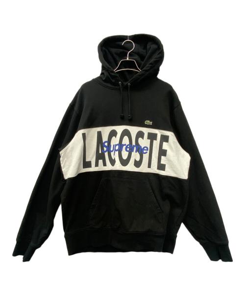 LACOSTE LIVE（ラコステライブ）LACOSTE LIVE (ラコステライブ) SUPREME (シュプリーム) プルオーバーパーカー ブラック サイズ:Ｌの古着・服飾アイテム