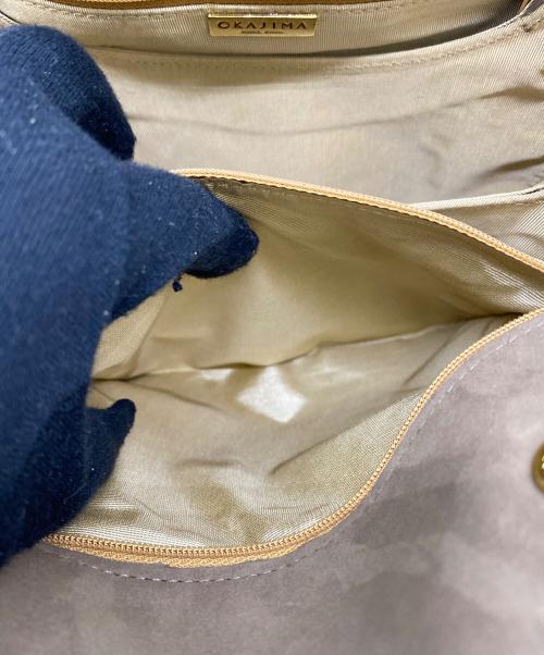 OKAJIMA（オカジマ）OKAJIMA (オカジマ) ハンドバッグ ベージュ×パープルの古着・服飾アイテム