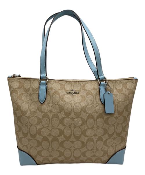 COACH（コーチ）COACH (コーチ) トートバッグ スカイブルー×ベージュの古着・服飾アイテム