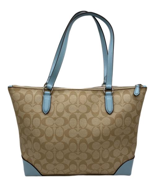 COACH（コーチ）COACH (コーチ) トートバッグ スカイブルー×ベージュの古着・服飾アイテム