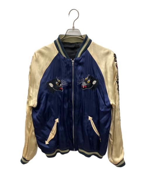 CROPPED HEADS（クロップドヘッズ）CROPPED HEADS (クロップドヘッズ) スカジャン ブルー×ベージュ サイズ:Lの古着・服飾アイテム
