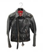 666 LEATHER WEAR666レザーウェア）の古着「ワンスターレザーライダースジャケット」｜ブラック