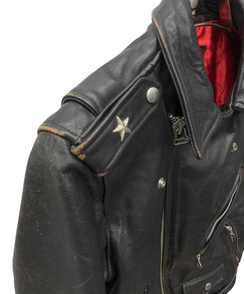 666 LEATHER WEAR（666レザーウェア）666 LEATHER WEAR (666レザーウェア) ワンスターレザーライダースジャケット ブラック サイズ:34の古着・服飾アイテム