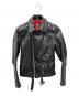 666 LEATHER WEAR（666レザーウェア）の古着「ワンスターレザーライダースジャケット」｜ブラック