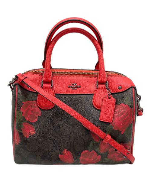 COACH（コーチ）COACH (コーチ) 2WAYバッグ ブラウン×レッドの古着・服飾アイテム