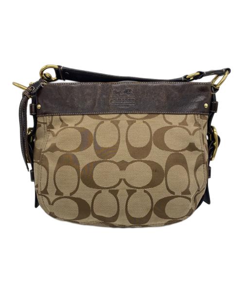 COACH（コーチ）COACH (コーチ) ワンハンドバッグ ベージュ×ブラウンの古着・服飾アイテム