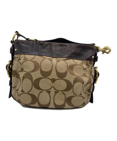 COACH（コーチ）COACH (コーチ) ワンハンドバッグ ベージュ×ブラウンの古着・服飾アイテム
